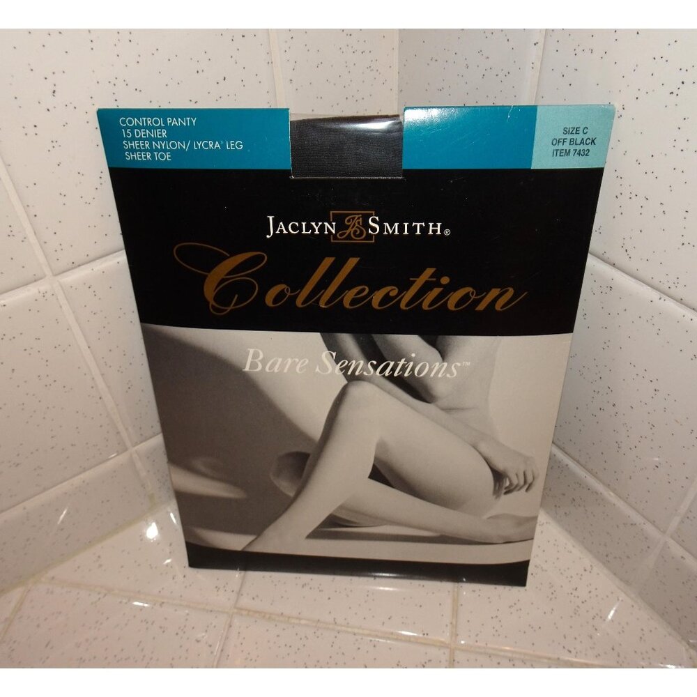Vintage Jaclyn Smith Collection Bare Sensations Off Black Pantyhose size C sissy